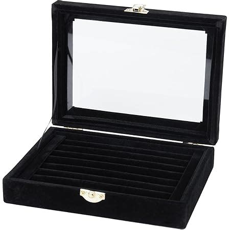 Porte Bijoux Coffret Mallette Pour Bagues Simili Cuir Noir Amazon Fr