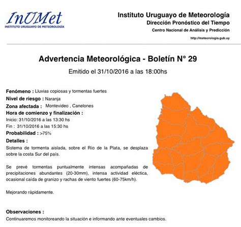 Inumet Emiti Alerta Naranja Y Un Informe Especial Por Tormentas