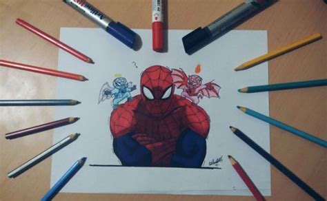 Dibujo de spider man no tome fotos del procedimiento porque empezó como