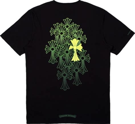 Chrome Hearts Black And Green Gradient Cemetery Cross T Shirt Inc Style