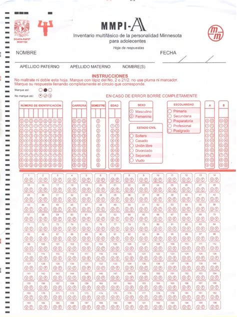 Mmpi A Hoja De Respuestas Pdf