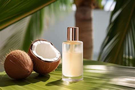 Premium Photo Golden Coconut Oil Green Palm Backdrop