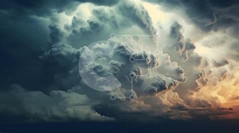 Beautiful Picture of Dark Storm Cloud and Lightning at Sunset stock photo | Creative Fabrica