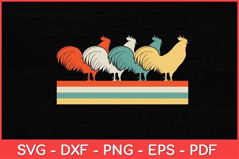 Vintage Retro Style Roosters Chicken Svg Design So Fontsy