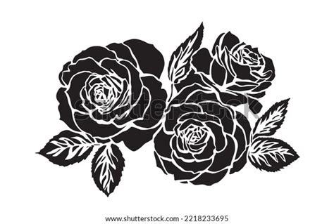 Rose Stencil Drawing Vector Graphics Floral Stock Vector (Royalty Free ...