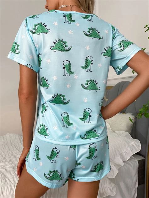 Dinosaur Print Pajama Set With Mask Socohoodie