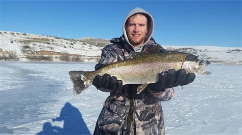 Ice Fishing Rainbows Treasureton Reservoir In Idaho Youtube