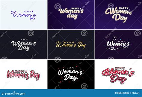 Happy Woman S Day Handwritten Lettering Set March 8th Modern Calligraphy Collection On White