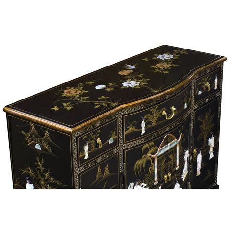 Black Lacquer Mother Of Pearl Accent Cabinet