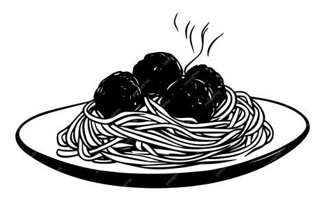 Vector Silhouette Of A Spaghetti And Meatballs Premium Ai Generated