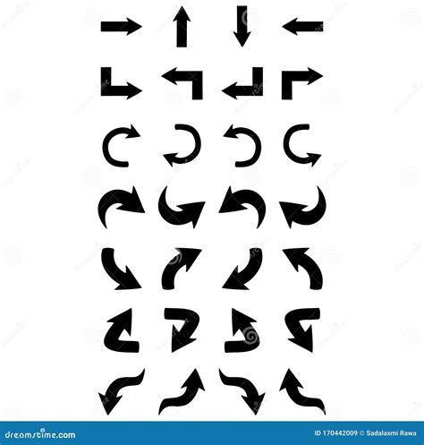 Conjunto De Iconos De Flecha Signo Negro Y Flecha Diferente Vector