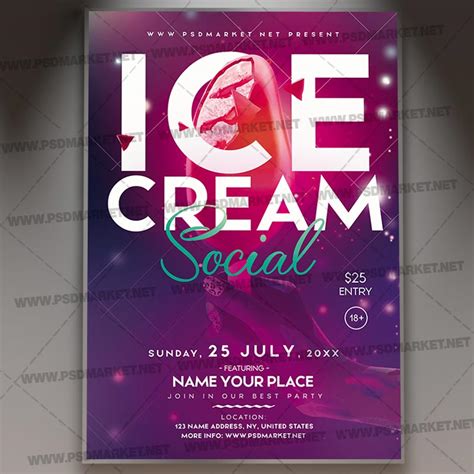 Download Ice Cream Social Flyer - PSD Template | PSDmarket