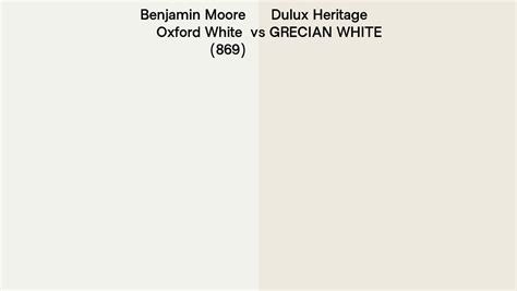 Benjamin Moore Oxford White 869 Vs Dulux Heritage Grecian White Side By Side Comparison