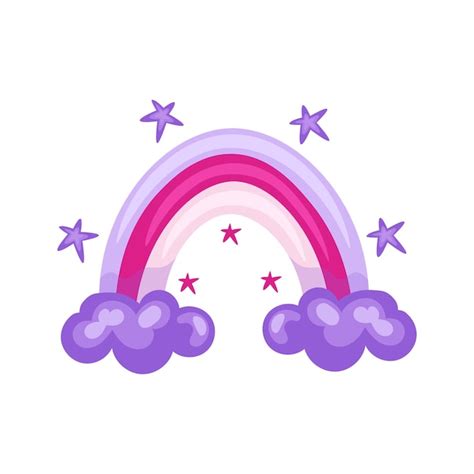 Premium Vector Glitter Rainbow With Clouds And Stars