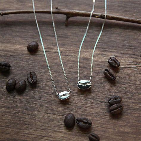 Coffee Necklace Coffee Bean Necklace Sterling Silver Coffee Bean