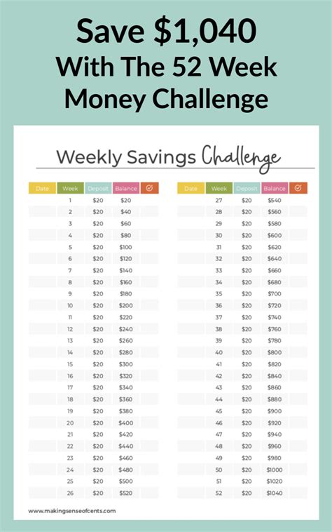 52 Week Money Challenge Printable 5