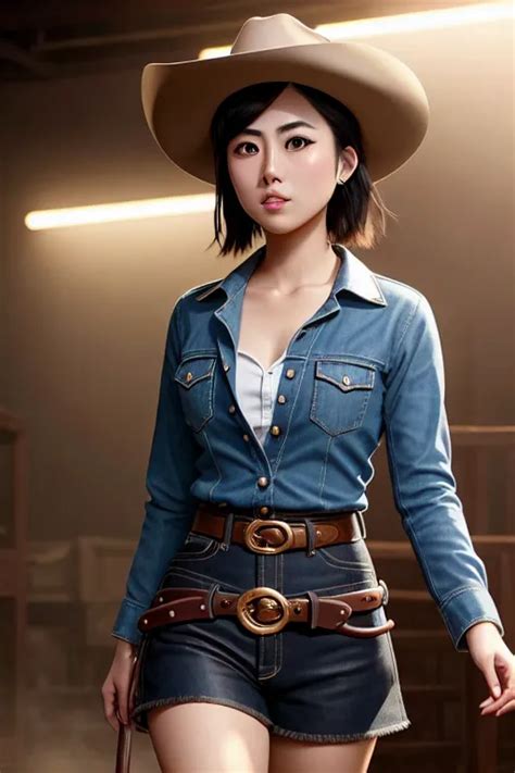 Dopamine Girl A Concept Art Of Haruka Fukuhara Wearing Cowboy Clothes