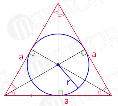 The circle inscribed into an equilateral triangle. Property 1 | MATHVOX