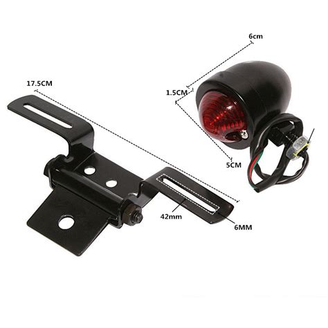 2 Pcs Kc Wd Fgzxd Motorcycle Retro Round Brake Light With License Plate