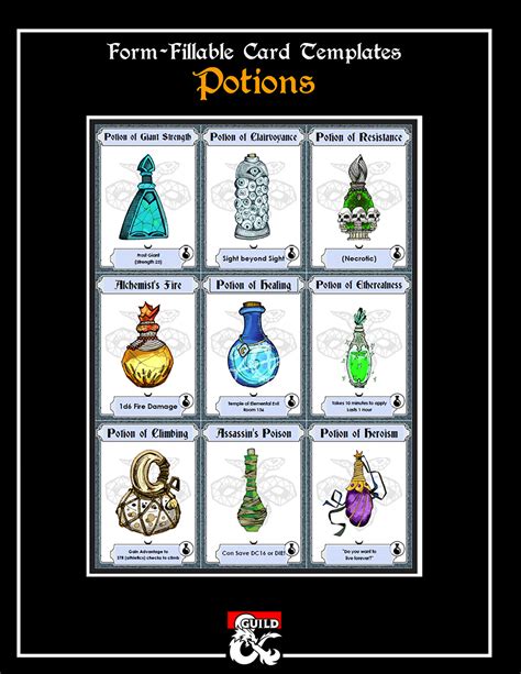 Form Fillable Potion Card Templates And Art Library Dungeon Masters