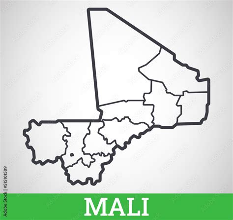 Simple outline map of Mali. Vector graphic illustration. Stock Vector ...