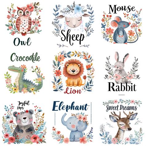 Cute Nursery Animals With Texts Midjourney Prompt Promptbase