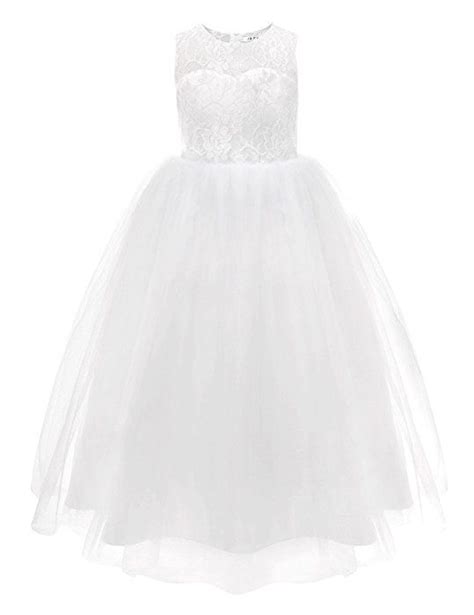 Yizyif Enfant Filles Robe Longue Princesse Mariage Dentelle Tulle