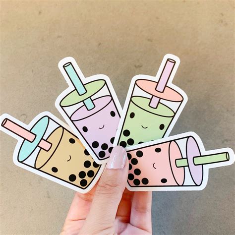 Matcha Boba Sticker Cute Vinyl Sticker Cute Food Sticker Etsy