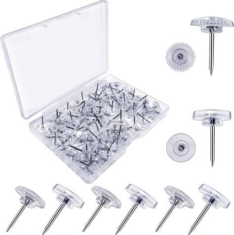 Amazon Amazon Basics Push Pins Tacks Clear Plastic Head Steel