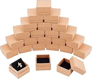 NBEADS 24 Pcs Cardboard Ring Boxes 5x5x3cm Small Jewellery Ring Gift