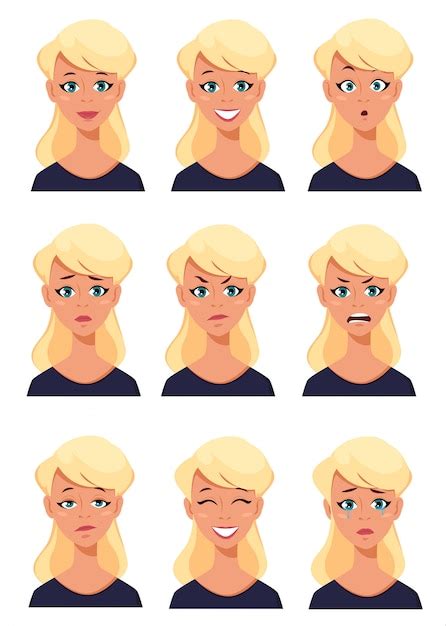 Premium Vector Face Expressions Of A Blonde Woman