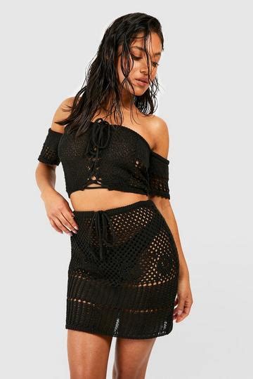 Black Crochet Skirt Boohoo Uk