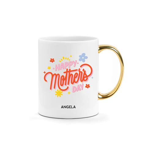 Custom Name Mother S Day Printed Mug Happy Mother’s Day Colourful Typography Design