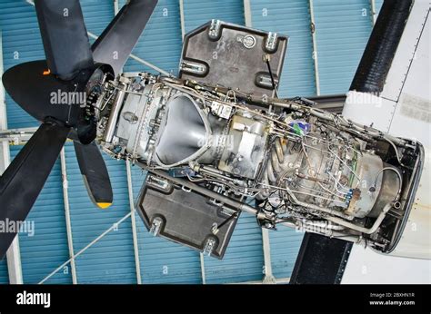 Turboprop Engine Of The Aircraft For Repair Maintenance Stock Photo