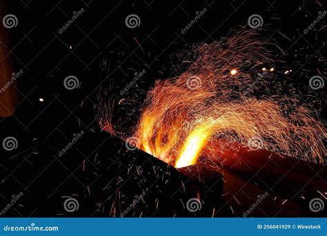 Fire Sparks At Night Stock Image Image Of Fire Orange 256041929