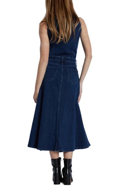 Wash Lab Denim Sleeveless Denim Midi Dress In Rich Blue Modesens