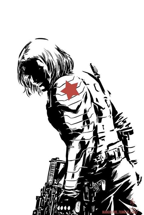 Winter Soldier Black And White Superhéroes Héroes Marvel Marvel Cómics