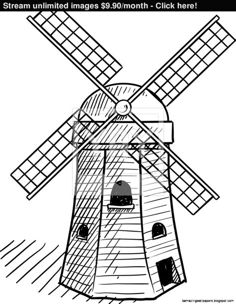 Dutch Windmill Drawing at GetDrawings | Free download