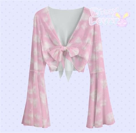 Pink Cloudy Skies Mesh Blouse Fairy Kei Yume Kawaii Decora Cult