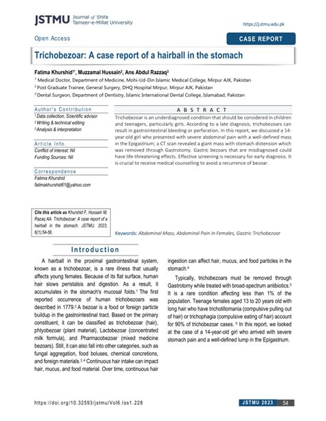 PDF Trichobezoar A Case Report Of A Hairball In The Stomach