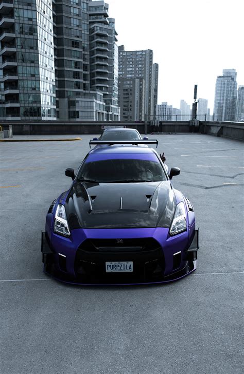 Purple Nissan Gt R R35 Fitted With A Liberty Walk Wide Body Kit Tunerdna