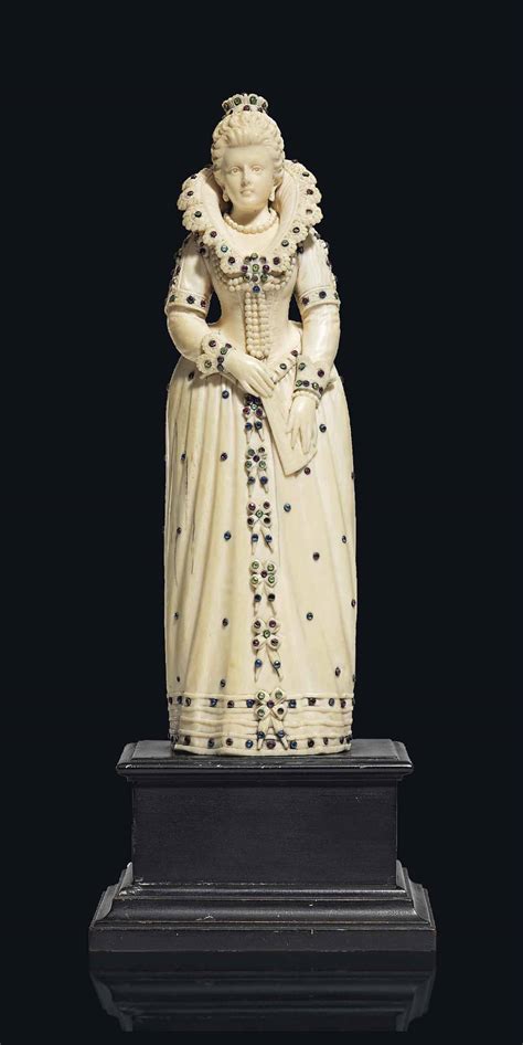 A FRENCH 'JEWELED' IVORY FIGURE OF A QUEEN , PROBABLY DIEPPE, LAST ...