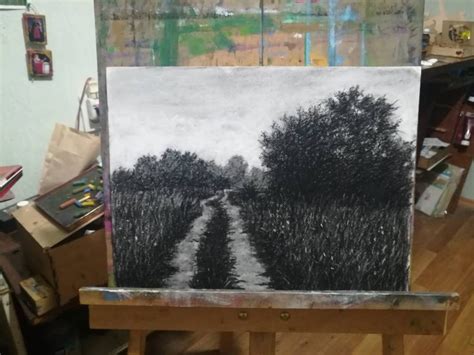 Charcoal Landscape Drawing - Etsy