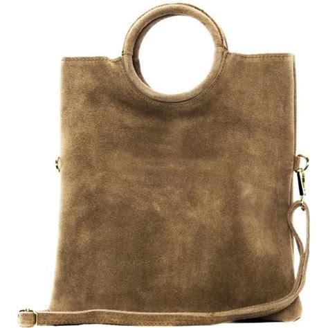 Sac Main Femme En Cuir Nubuck Oh My Bag Taupe Fonc Port Main