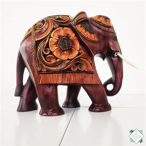 Hand Carved Wooden Elephant Wooden Elephant With Carvings Elephant