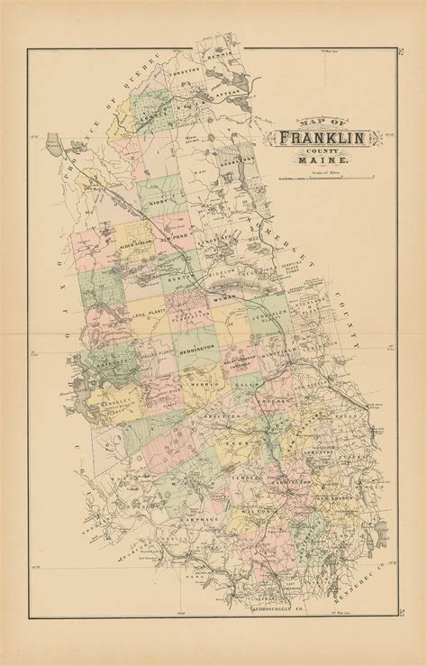 FRANKLIN County, Maine 1890 Map, Replica or GENUINE ORIGINAL