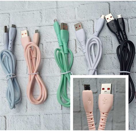 Jual Kabel Data Charger Macaron Authentic Polos 5 Warna Murah USB Micro