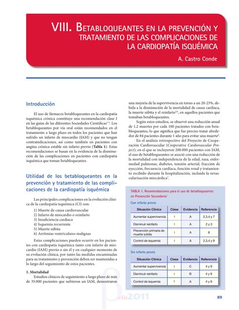 Betabloqueantes En La Prevenci N Y Tratamiento De Las Complicaciones De