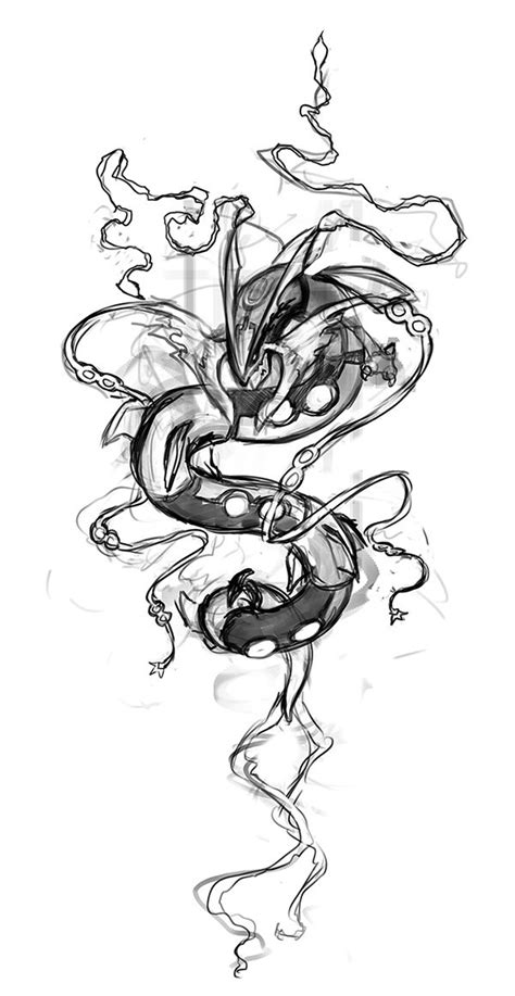 Step By Step Mega Rayquaza On Behance Pokemon Tattoo Pokemon Sketch