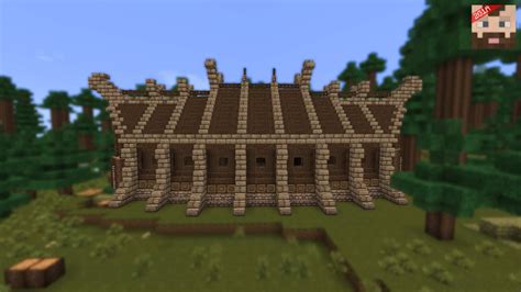 Minecraft Tutorial Viking Long House Exterior Youtube